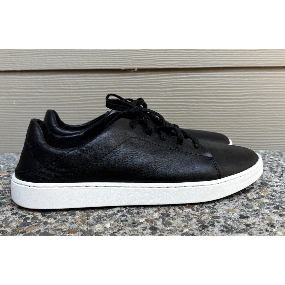 OluKai Pehuea Li Leather Sneakers Black White Low Top Lace Up Womens 10